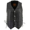 thumbnail image 6 of Milwaukee Leather LKM3701 Men's Black Leather Classic V-Neck Motorcycle Rider Vest w/ Buffalo Snaps and Side Laces 7X-Large, 6 of 6