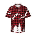 thumbnail image 1 of Fotbe Christmas Tree Buffalo Plaid Camisa Hawaiana para Hombre Unisex – Camisa Casual de Verano con Botones de Manga Corta de Algodón y Lino,Small, 1 of 7