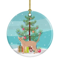 Fawn Abyssinian Cat Merry Christmas Ceramic Ornament 2.8 in x 2.8 in