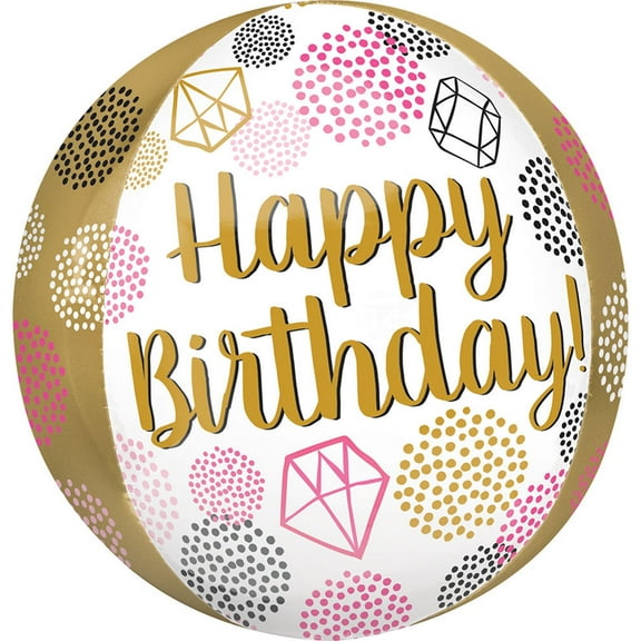 Happy Birthday Gems Orbz Balloon 15"