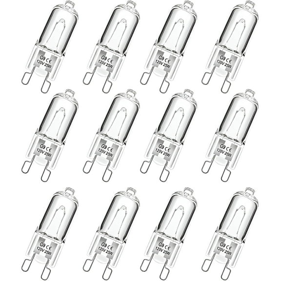 HIBIBUD G9 Halogen Light Bulbs 2 pin 120V 40W,Dimmable Long Lasting T4 JCD Type,G9 Bulb for Chandeliers,Microwave Oven,Range Hood Lights Warm White 12 Pack