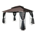 thumbnail image 3 of 13x10 Ft Outdoor Gazebo Canopy Tent with Mosquito Net & Double Roof - Brown Top Patio Shelter for Garden, Backyard, Deck, 3 of 16