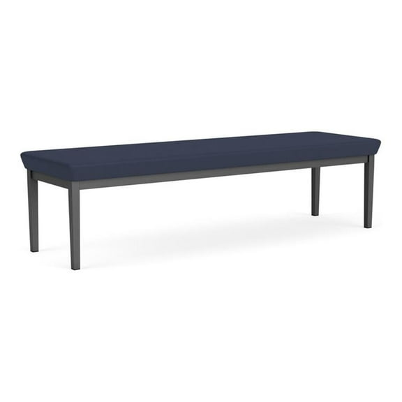 Lesro Lenox Steel Polyurethane 3-Seat Waiting Room Guest Bench in Charcoal/Castillo Batik Blue