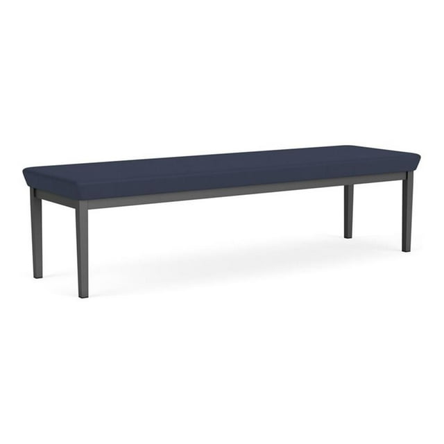 Lenox Steel Reception Waiting Room 3-Seat Bench / Charcoal Steel / Blue