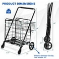 thumbnail image 7 of MAT EXPERT Jumbo Shopping Cart Foldable, Folding Grocery Cart with Wheels & Double Basket, 330 LBS Weight Capacity Utility Cart, Heavy Duty Shopping Cart for Grocery, Laundry, Market (Black), 7 of 7