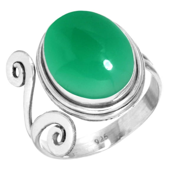 925 Silver Ring For Women - Girls Natural Green Onyx Stone Silver Ring Size 11.5 May Birthstone Boho Silver Ring Size 11.5 Gift For Women On Engagement 925 Silver Jewelry With Gemstone