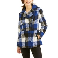 Faded Glory Women's Double-Breasted Faux Wool Peacoat With Hood