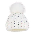 thumbnail image 2 of Dpityserensio Children Baby Knitting Wool Hemming Hat Keep Warm Winter Hiarball Rhinestone, 2 of 2