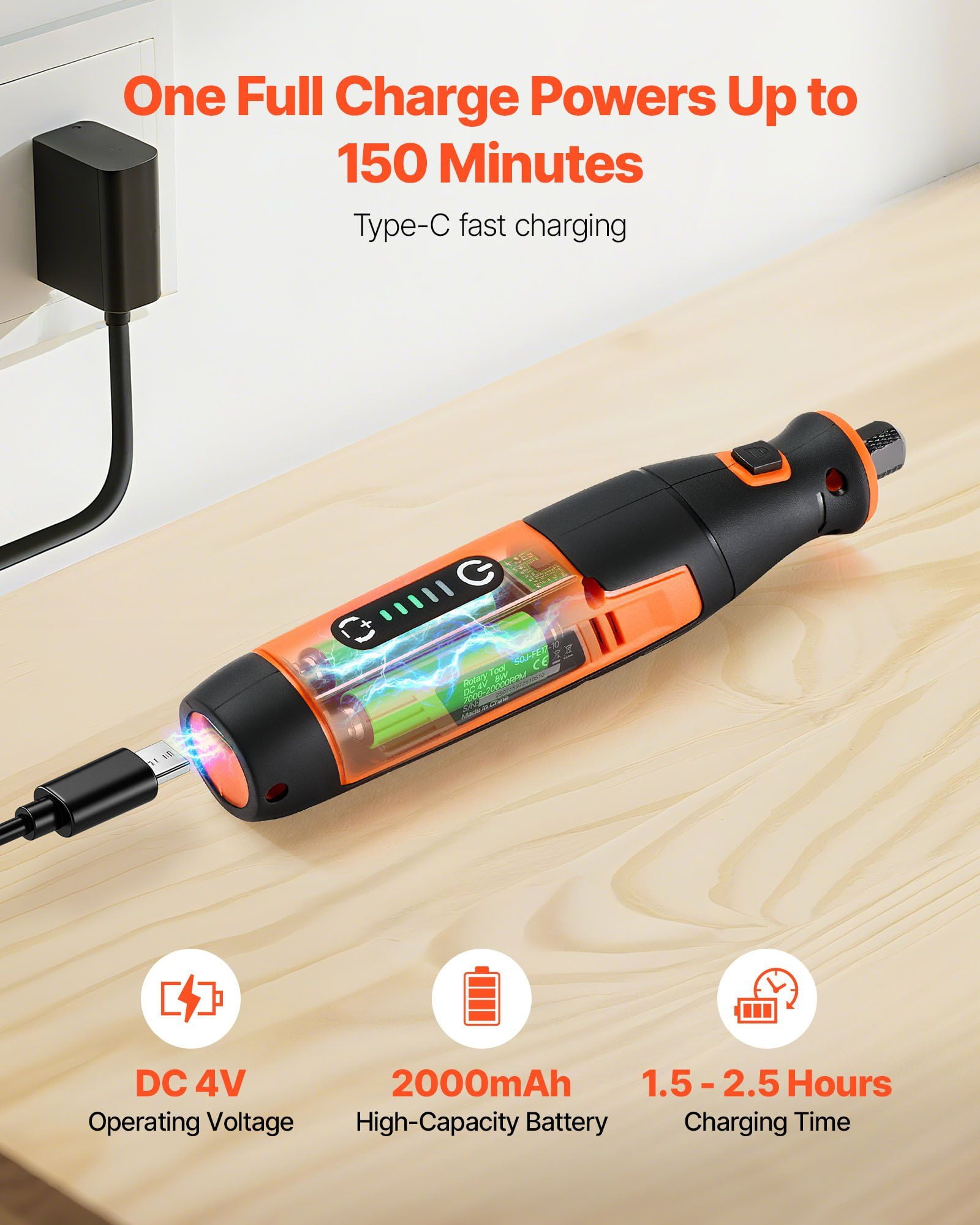 73 Piece Cordless Rotary Tool Set DC4V Portable Mini Electric Rotary Tool 5 Speed 7000 20000 RPM Multi Purpose DIY Carving Grinding Polishing Cutting Craft Making
