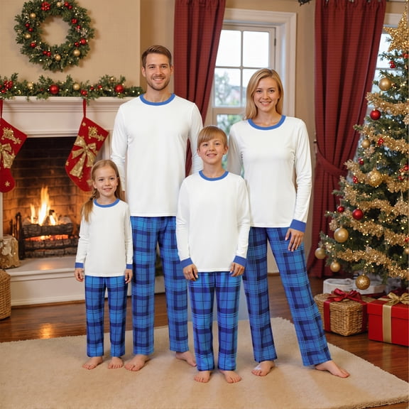 Christmas Family Pajamas Matching Set Solid Long Sleeve Top Pants Sleepwear
