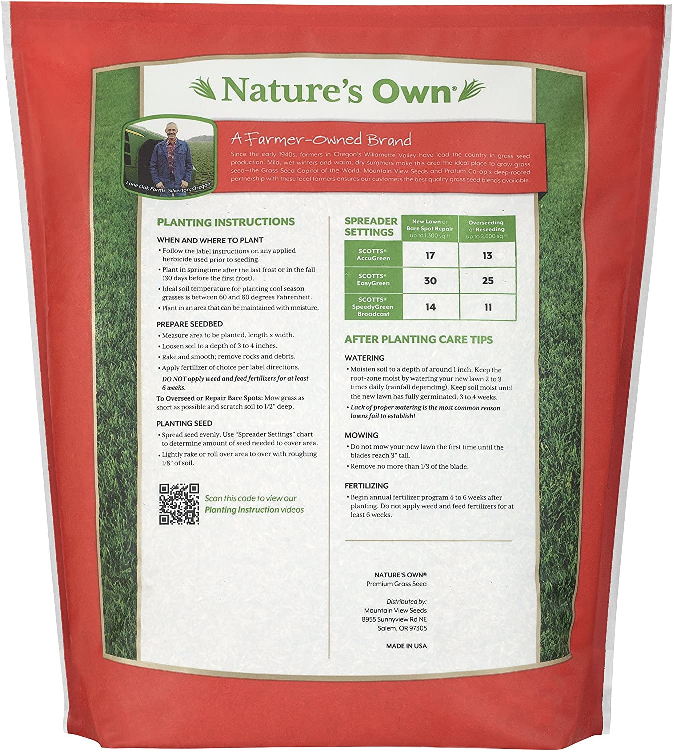 Mountain View Seeds M94 100512X 18 lbs Mountain View Sun & Shade Grass Seed Mix - Bristol Only