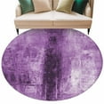thumbnail image 2 of 8ft Round Rug, Purple Non-Skid Rubber Backing Large Area Rugs - Living Room Bedroom Home Office, Retro Oil Painting Modern Abstract Art Aesthetics Indoor Floor Mat Carpets Washable Rug, 2 of 9