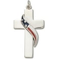thumbnail image 1 of Sterling Silver 30" .8mm Enameled Red White And Blue Flag On Cross Military Pendant Necklace, 1 of 2