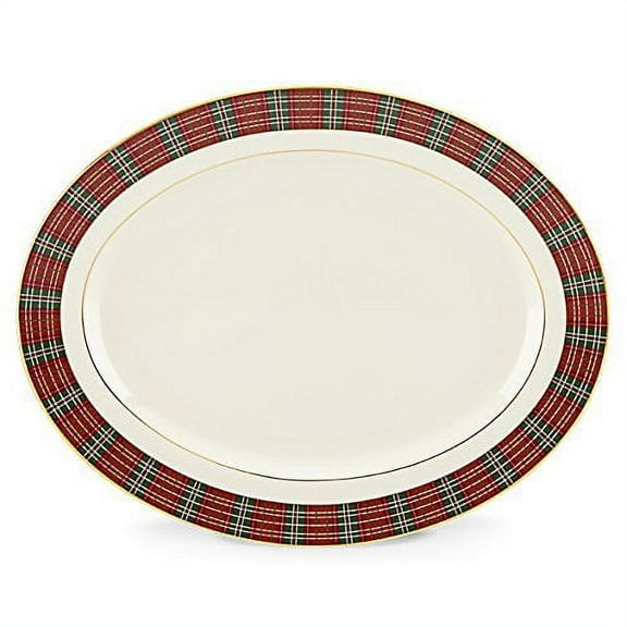 Lenox Winter Greetings Plaid Oval Platter