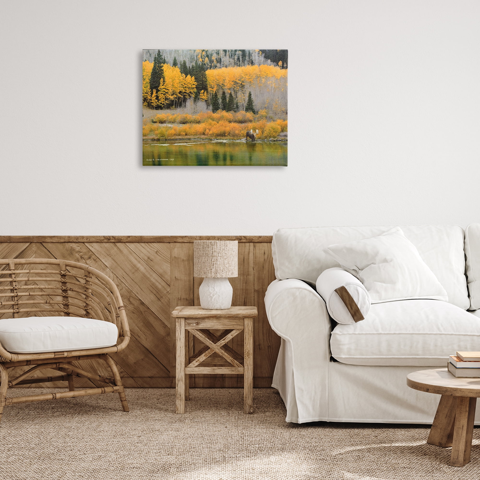 Stupell Industries Moose at Priest Lake Landscape & Nature Photography Wrapped Canvas Art Print Wall Art, 30 x 24