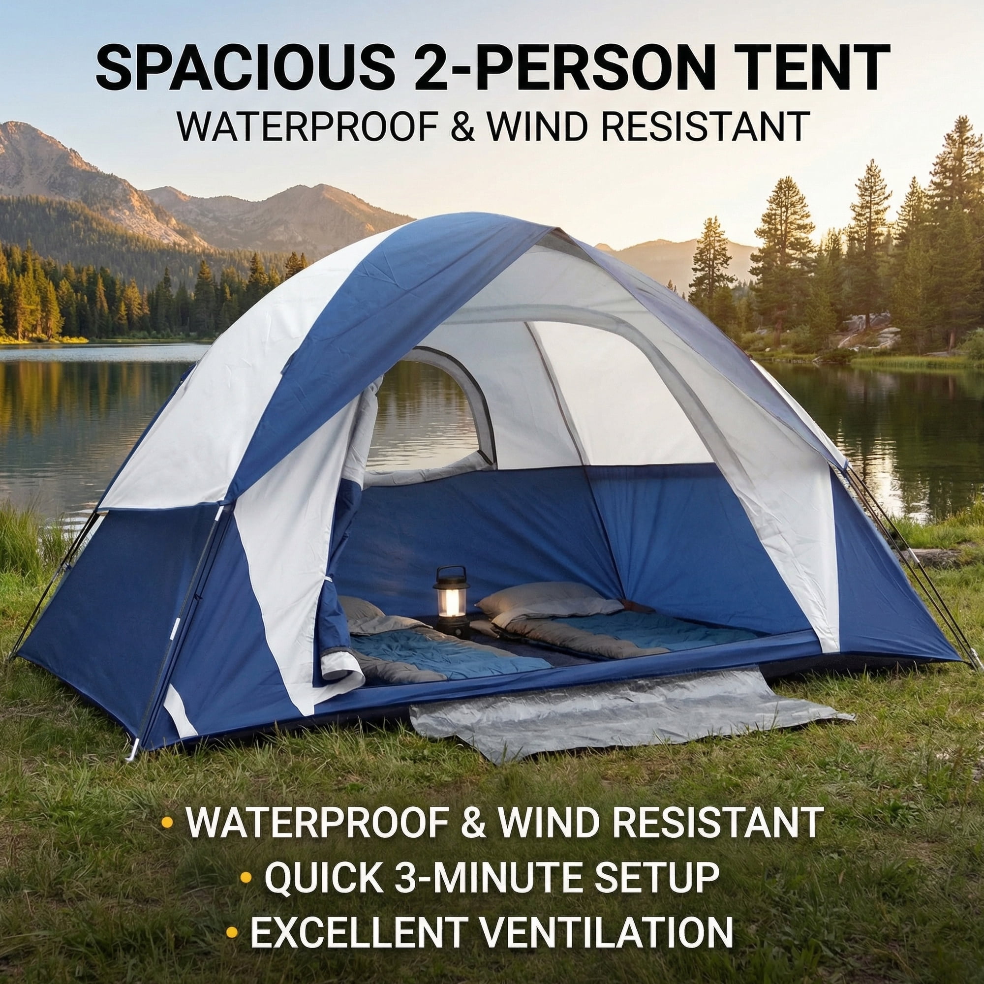 XL Outdoor Camping Tents Ultra-Lightweight and Portable for 2-Person  Outdoor Camping Festivals Backyard Hiking  Backpacking