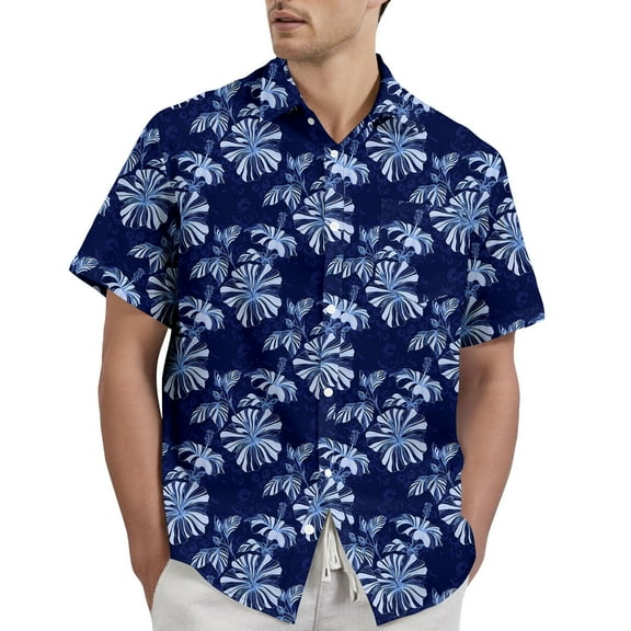 Yiaimeir Hawaiian Print - Men's Casual Short Sleeved Shirt，Size S-2XL