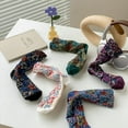 thumbnail image 2 of Vintage Embroidered Floral Socks for Women, Combed Cotton Crew Socks, 2 of 7