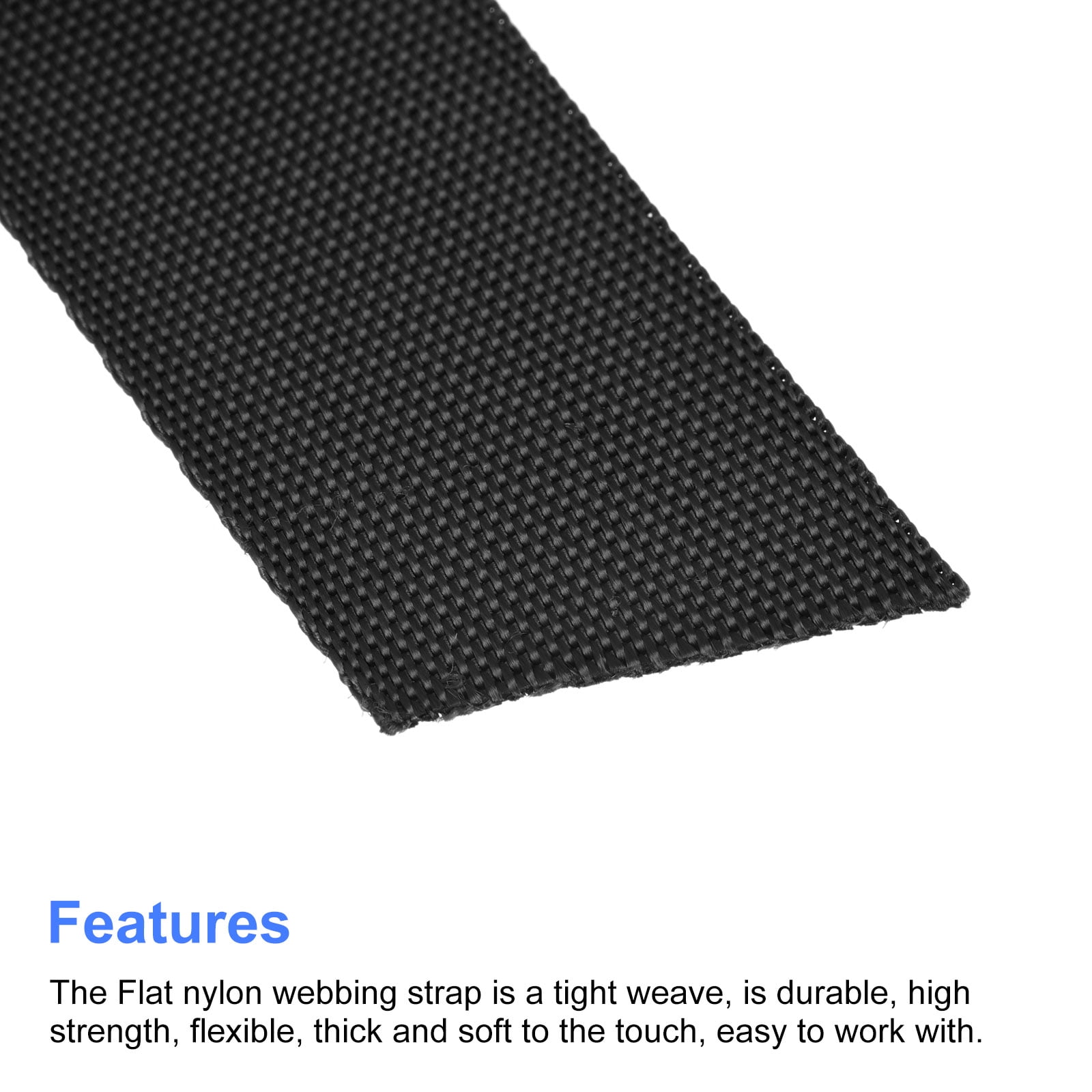 Polypropylene Webbing Strapping Material, Flat Strap, 0.75 (3/4) Inch W x  10/5 Yard, Black, UV Resistant Fabric, Web for Bags, Backpacks, Belts