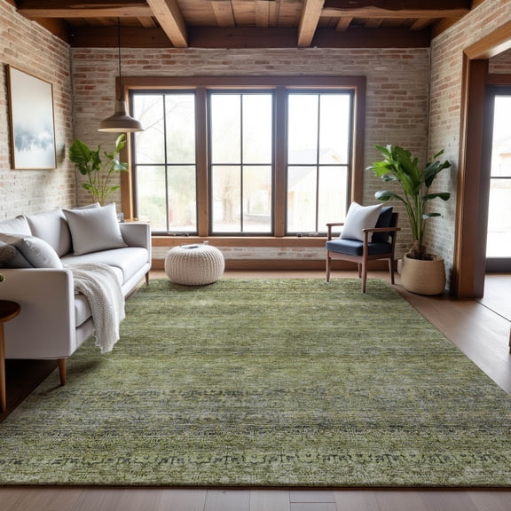 Addison Rugs Mayfield Premium Machine Washable Transitional Stripes Aloe Rectangle Rug, 5' x 7'6"