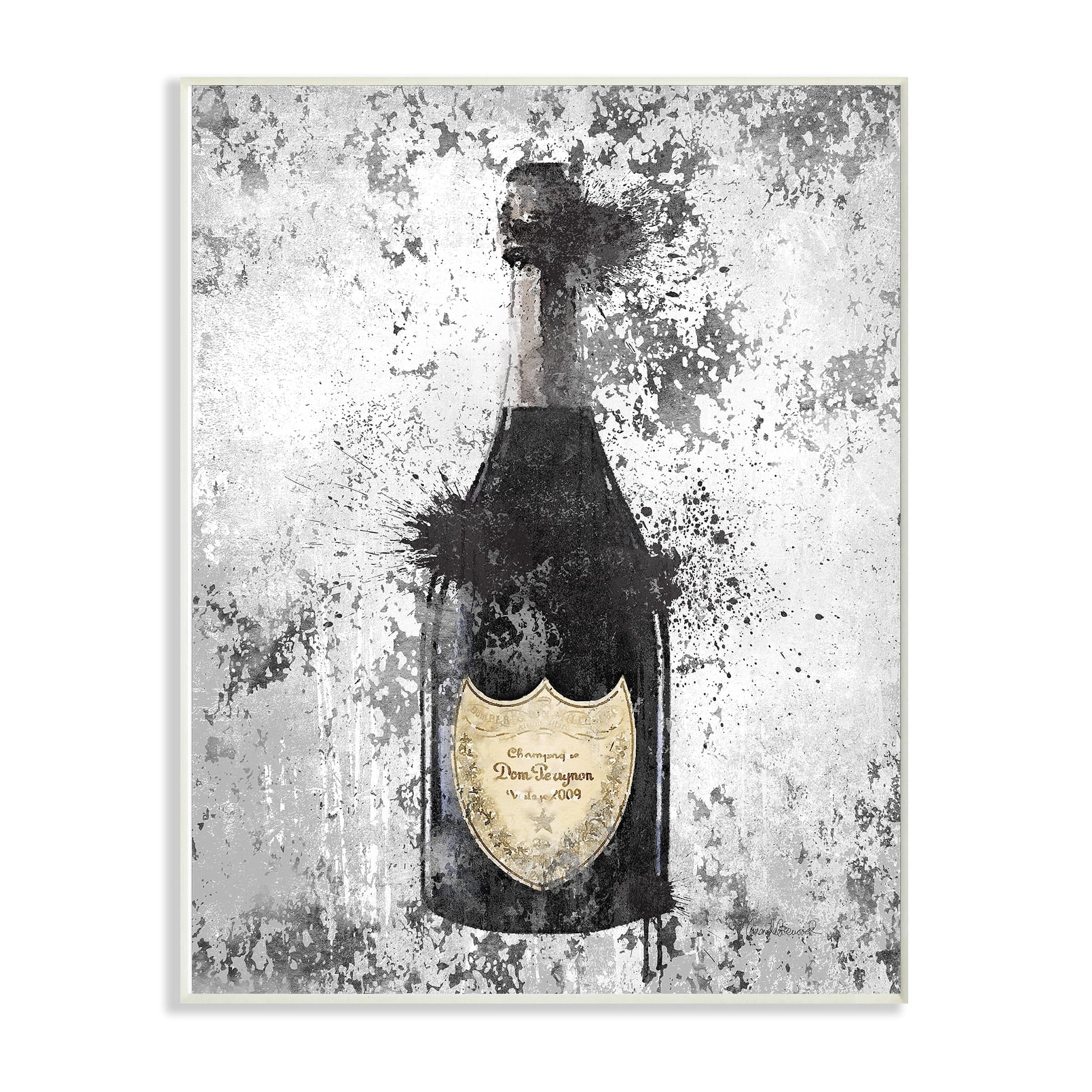 Stupell Champagne Grey Gold Ink Illustration, Wall Plaque, 10 x 0.5 x 15, A 13 x 19