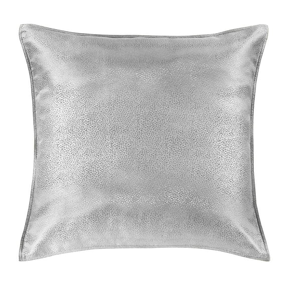 HiEnd Accents Marilyn Modern Bubble Euro Sham Pillow Cover, 27x27 inch, Gray Silver Metallic Jacquard, Boho Glam Style Luxury Bedding