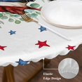 thumbnail image 6 of Round Tablecloth Patriotic Butterfly 4th of July Elastic Edge Fitted Red Blue Stars Plastic Table Cover,Waterproof Oil Proof for Dinner,Outdoor, Picnic, 55"- 60" DIA Tables Eucalyptus, 6 of 8
