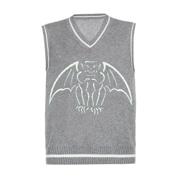 Okbabeha Women’s V Neck Sleeveless Animal Pattern Loose Knit Sweater Vest