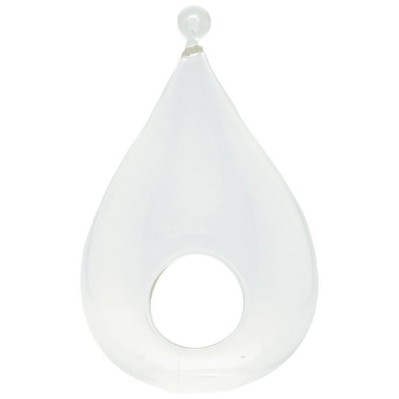 CC Home Furnishings 6.5" Clear Solid Hand Blown Hanging Glass Candle Holder