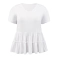 thumbnail image 4 of DARING DIVA Women's Plus Babydoll Tops V Neck Casual Loose Fit Blouses 1X White, 4 of 6
