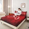 thumbnail image 4 of Homewish Red Gamer Twin Sheet Sets 3pcs for Adults Female Men,Video Game Twin Fitted Sheet Microfiber,Geometric Hexagon Honeycomb Breathable Flat Sheet,Super Cozy Room Decor, 4 of 7
