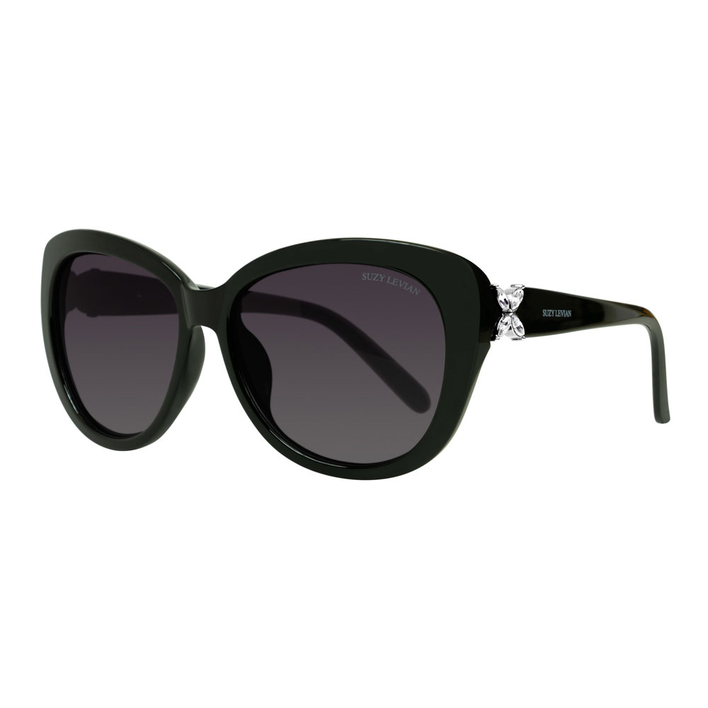 Women's Black Cat-Eye Rhinestone Flower Polarized Sunglasses - image 2 of 3