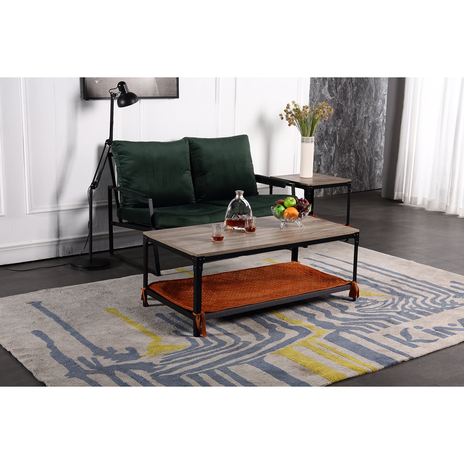Kadyn Rectangular Coffee Table, Wood Coffee Table Share with pets(Provide pet mat), Metal Tea Table for Living Room, Black Kadyn Rectangular Coffee Table, Wood Coffee Table Share with pets(Provide pet mat), Metal Tea Table for Living Room, Black
