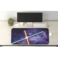 thumbnail image 2 of Galaxy Computer Mouse Pad, Futuristic Galaxy ClashThemed Illustration Techonolgy Theme Image, Rectangle Non-Slip Rubber Mousepad X-Large, 35" x 15" Gaming Size, Red Blue and Black, by Ambesonne, 2 of 2