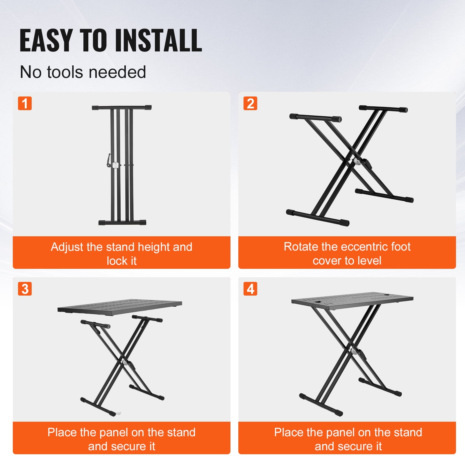 KFFKFF DJ Booth, 32" x 20" Compact DJ and Laptop Stand, Portable and Adjustable Height Music Station, Foldable Double-X Keyboard Support & Surface, Ideal for Audio Mixing