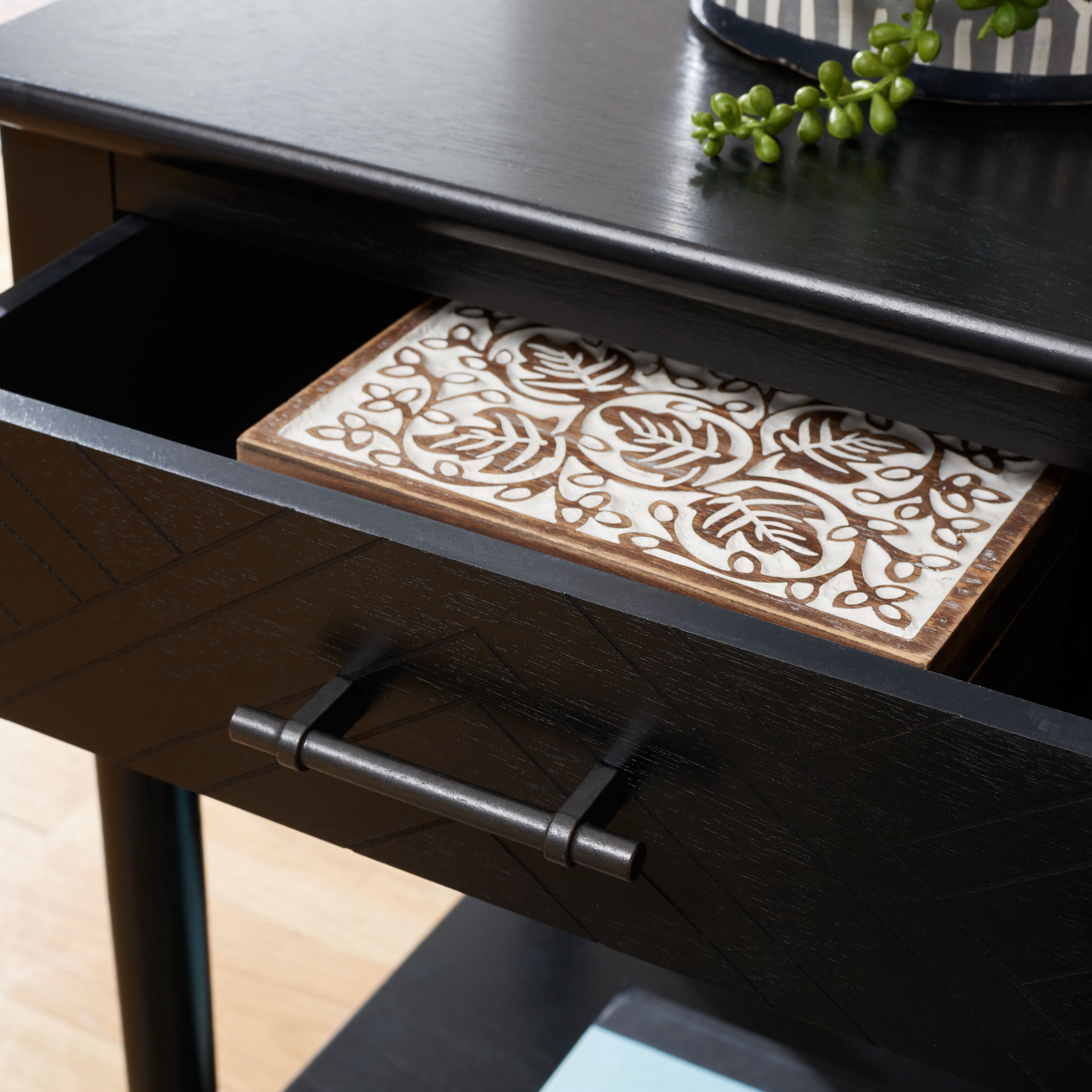 SAFAVIEH Peyton French Black Rectangle Wood Storage End Table (19 in. W x 15.8 in. D x 26 in. H)
