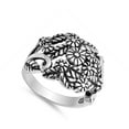 thumbnail image 4 of Oxidized Plumeria Floral Flower Filigree Ring Sterling Silver Band 925 Jewelry Female Male Size 12, 4 of 4