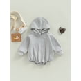 thumbnail image 2 of TSEXIEFOOFU Infant Baby Boys Girls Romper, Solid Color Long Sleeves Hood Jumpsuit, 2 of 9