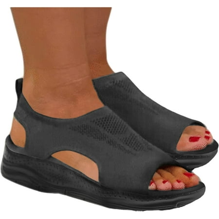 

Sandals for Women Wedge Womens Comfy Platform Sandals Slip-On Summer Casual Beach Wedge Sandals Strappy Ankle Buckle Strap Open Toe Sandals Flip Flops Wedge Shoes Causal Outdoor Sandals