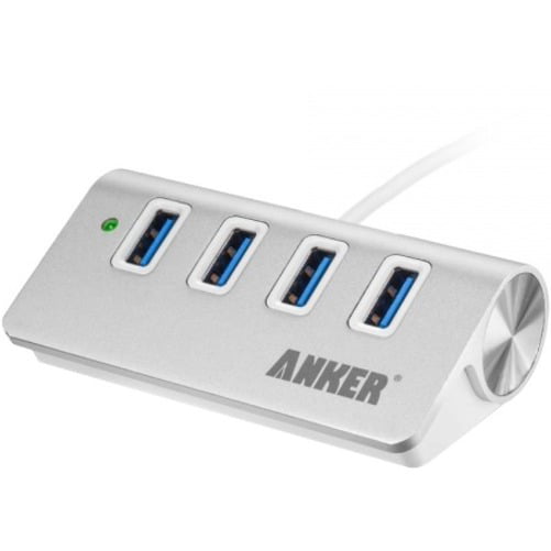 Ligner Indica Etna Anker 4-Port USB 3.0 Unibody Aluminum Portable Data Hub with 2ft USB 3.0  Cable for
