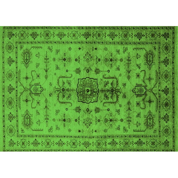 Ahgly Company Indoor Rectangle Oriental Green Traditional Area Rugs, 2' x 4'