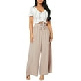 thumbnail image 4 of Women's Boho Plain Wide Leg Apricot Pants Petite M (6), 4 of 5