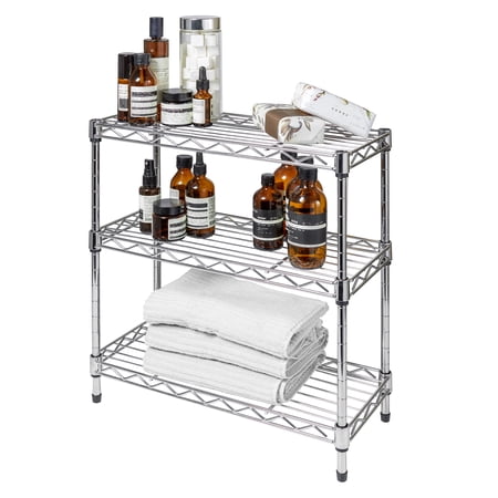 Seville Classics Mini 3-Tier Steel Wire Shelf Organizer Shelving for Cabinets, Bath, Kitchen, Countertop, 17. 5" W x 7. 5" D, Chrome