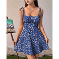 thumbnail image 4 of Women'S Boho Floral Dress Romper Spaghetti Strap Smocked Dress Royal Blue S, 4 of 7