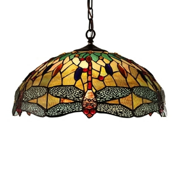 CHLOE Lighting EMPRESS Tiffany-style Blackish Bronze 3 Light Hanging Pendant 18" Wide