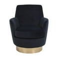 thumbnail image 3 of Hassch Black Velvet Upholstered Swivel Chair with Gold Iron Base, Comfortable Barrel Lounge Chair for Living Room and Bedroom, 29.3"L x 28.3"W x 32.7"H, 3 of 8