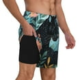thumbnail image 2 of Balery Black Panther Floral Illustration Mens Swim Trunks Swim Shorts for Men Quick Dry Inseam Beach Shorts with Compression Liner Pocket-, 2 of 9