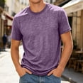 thumbnail image 2 of KHONTS Men's Shirts Short Sleeve T-Shirt Casual Crew Neck Plain Tee Soft Moisture Wicking Basic Tee Shirts Purple XL, 2 of 4