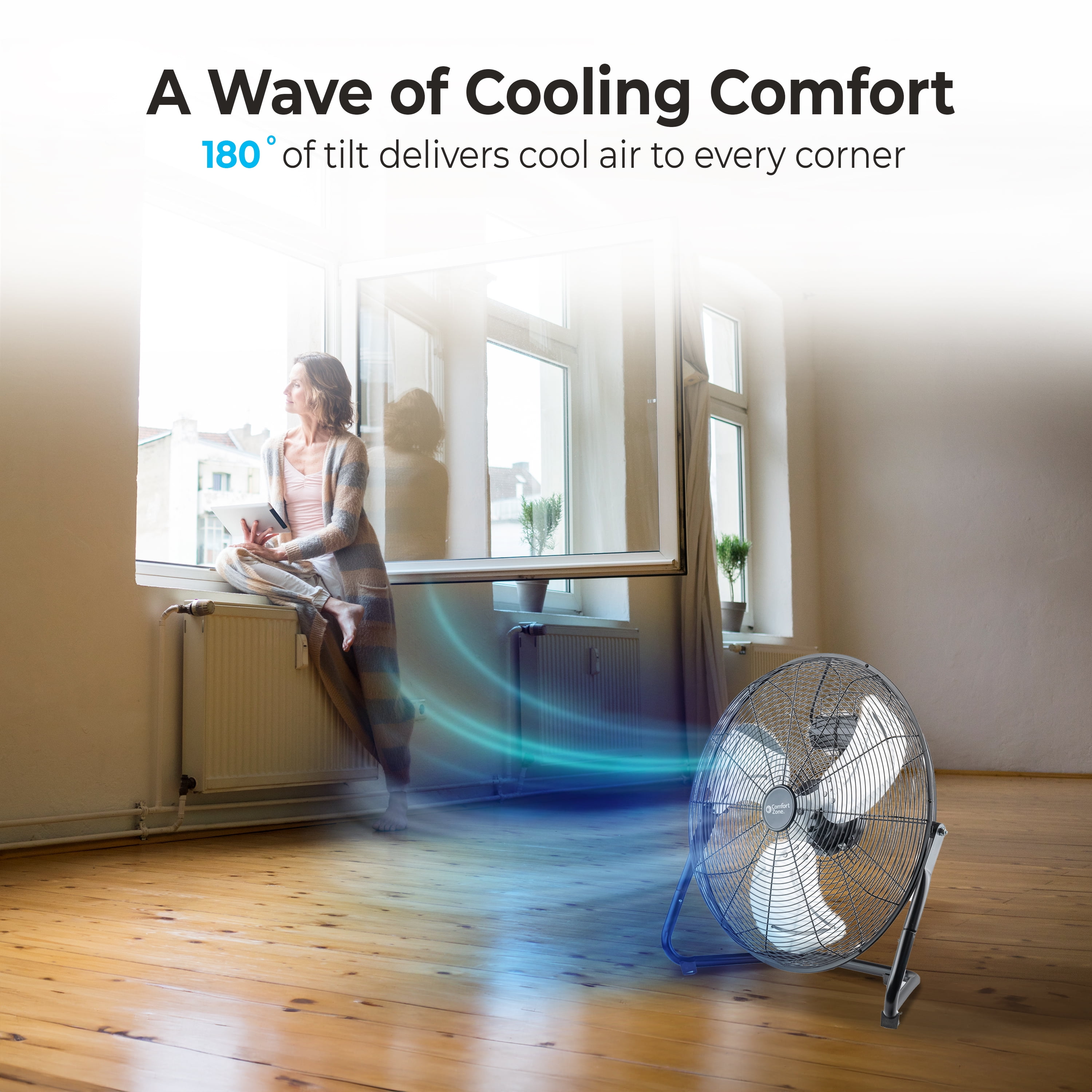 Comfort Zone 20"  Heavy-Duty All Metal Industrial Floor Fan