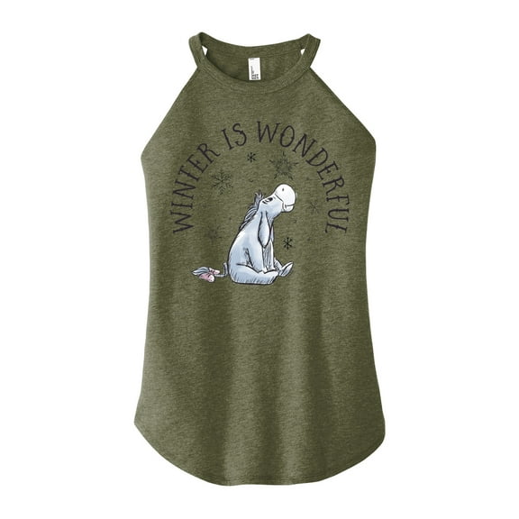 Disney Winnie The Pooh - Eeyore Winter Is Wonderful Christmas - Juniors High Neck Tank Top
